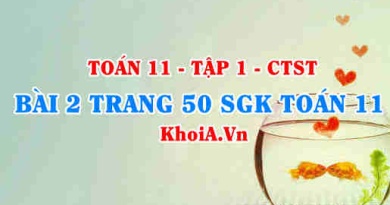 Bài 2 trang 50 SGK Toán 11 Tập 1 Chân trời sáng tạo